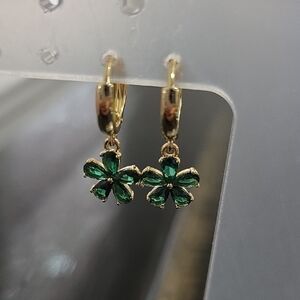 Elegant Gold Filled and Green  Floral Earrings